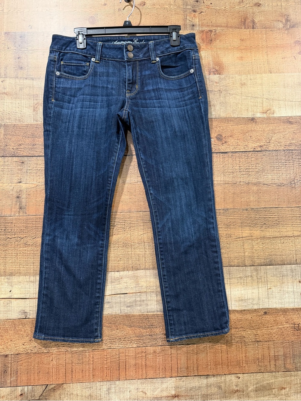 American Eagle Outfitters Dark Blue Straight-Leg Capris Cropped Jeans Size 8